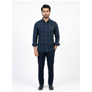 Men’s Deep Navy & Forest Green Tartan Plaid Shirt