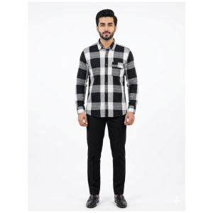 Men’s Classic Beige & Brown Micro-Check Shirt