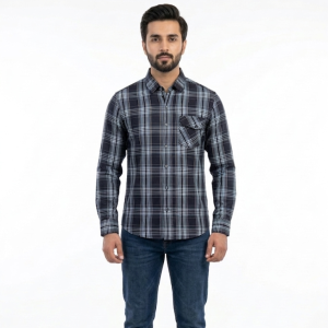 Men’s Graphite & Cobalt Shadow Plaid Shirt
