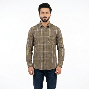 Men’s Crimson & Navy Shadow Plaid Casual Shirt
