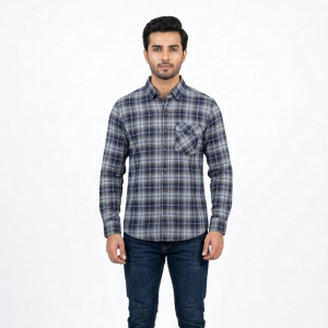 Men’s Steel Blue & Slate Shadow Plaid Shirt
