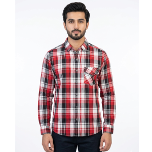 Men’s Crimson & Charcoal Heritage Plaid Shirt