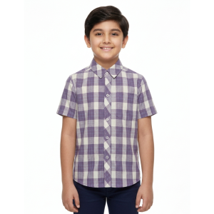 Junior Boys’ Lavender Mist Heritage Plaid Shirt