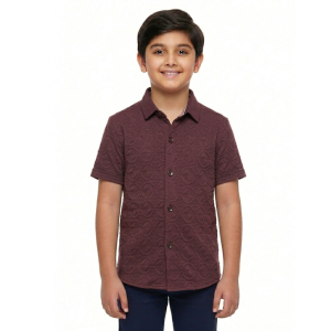 Boys' Premium Maroon Textured Smart-Casual Button-Down Shirt