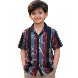 Boys' Premium Sage Grey 3D Block-Textured Smart-Casual Shirt
