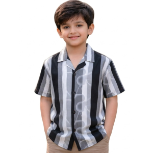 Boys' Premium Sage Grey 3D Block-Textured Smart-Casual Shirt