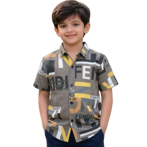 Boys' Slate Grey Graphic Typography Turkish Shirt