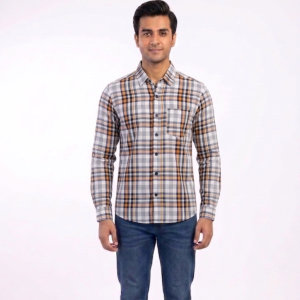 Men’s Earth-Tone Multi-Check Plaid Casual Shirt