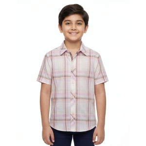 Junior Boys’ Blossom Pink Multi-Check Shirt