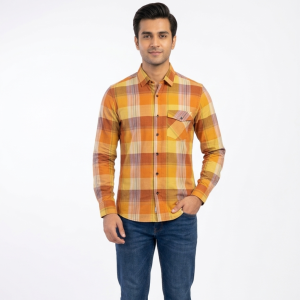 Men’s Autumn Sunset Multi-Plaid Casual Shirt
