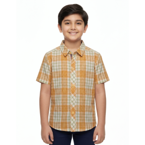 Junior Boys’ Harvest Gold Multi-Stripe Plaid Shirt