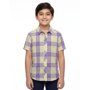 Junior Boys’ Lavender & Lemon Tartan Check Shirt