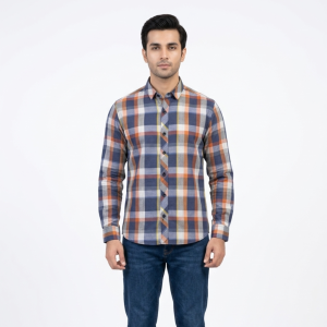 Men’s Autumn Sunset Multi-Stripe Plaid Shirt