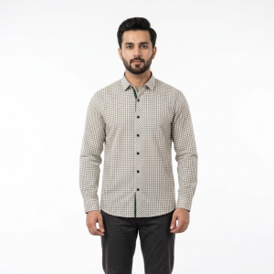 Men’s Sage & Forest Green Micro-Tattersall Shirt