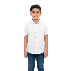 Boys' Elegant White Textured Turkish Fabric Shirt